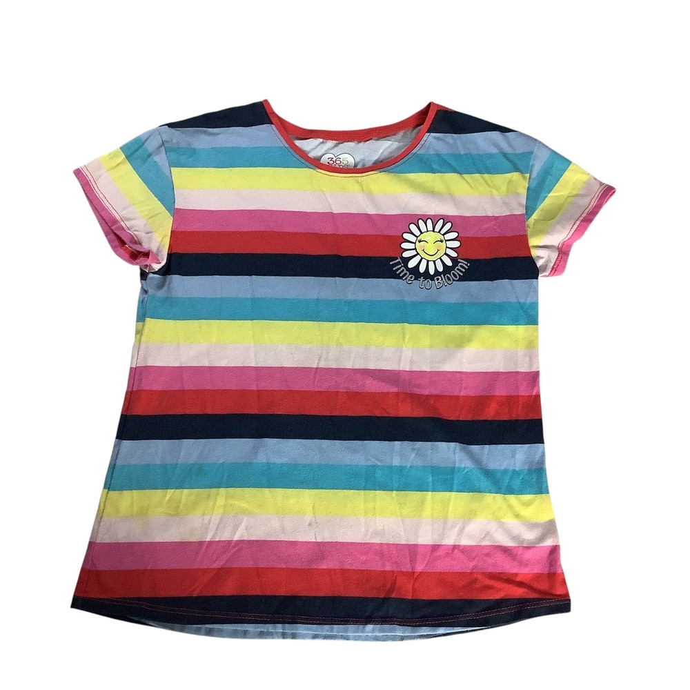 365 Kids from Garanimals Striped T-Shirt Girl Size 8 Multi Color Rainbow Daisy